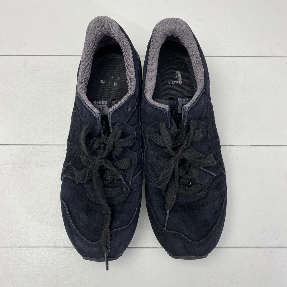 Onitsuka Tiger D701L Sneakers Mens 6.5 Navy Blue Suede Low Top‎ Shoes Womens 8